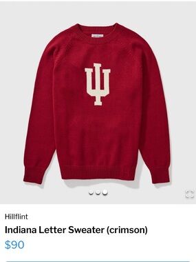 Hillflint Crimson Indiana Letter Crewneck Sweater